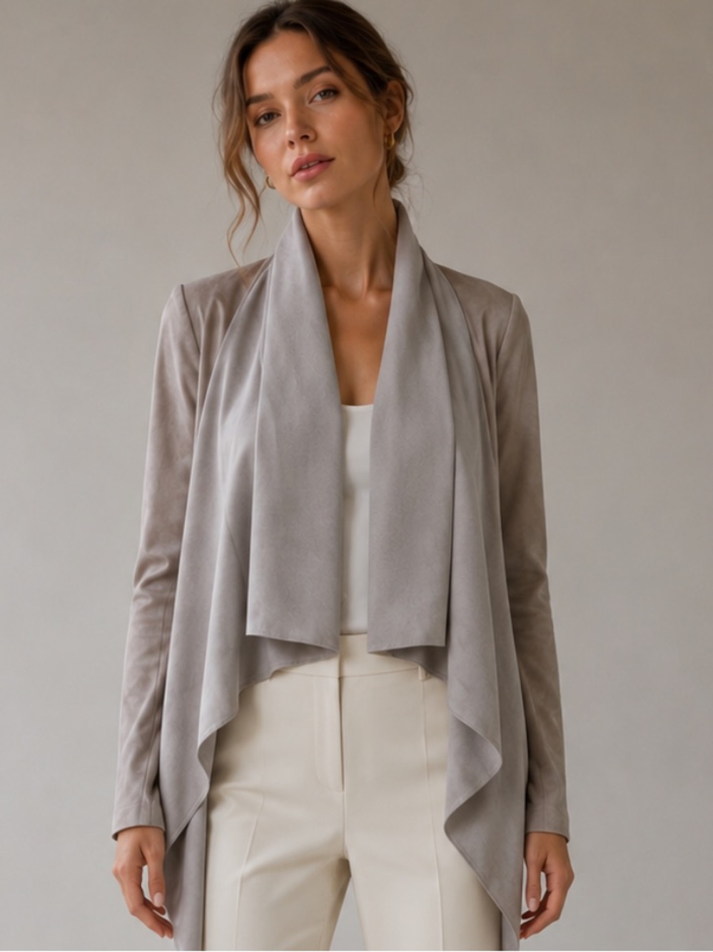 BNCI by Blanc Noir Faux Suede Waterfall Drape Jacket